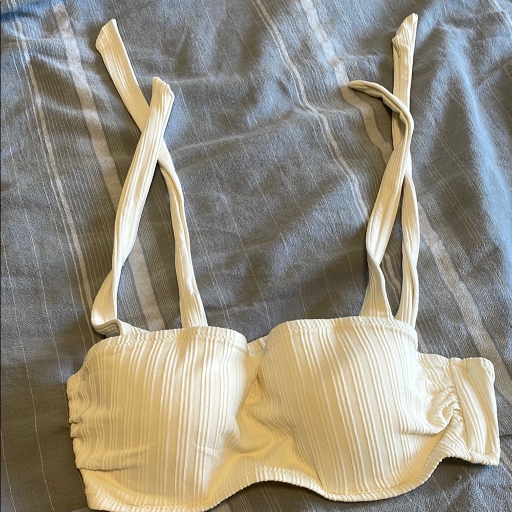 Cream Textured Bikini Top 34B